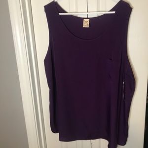 Purple Silky Tank, Pocket Front, 3x (22-24w), Tapered for Fit, NWT